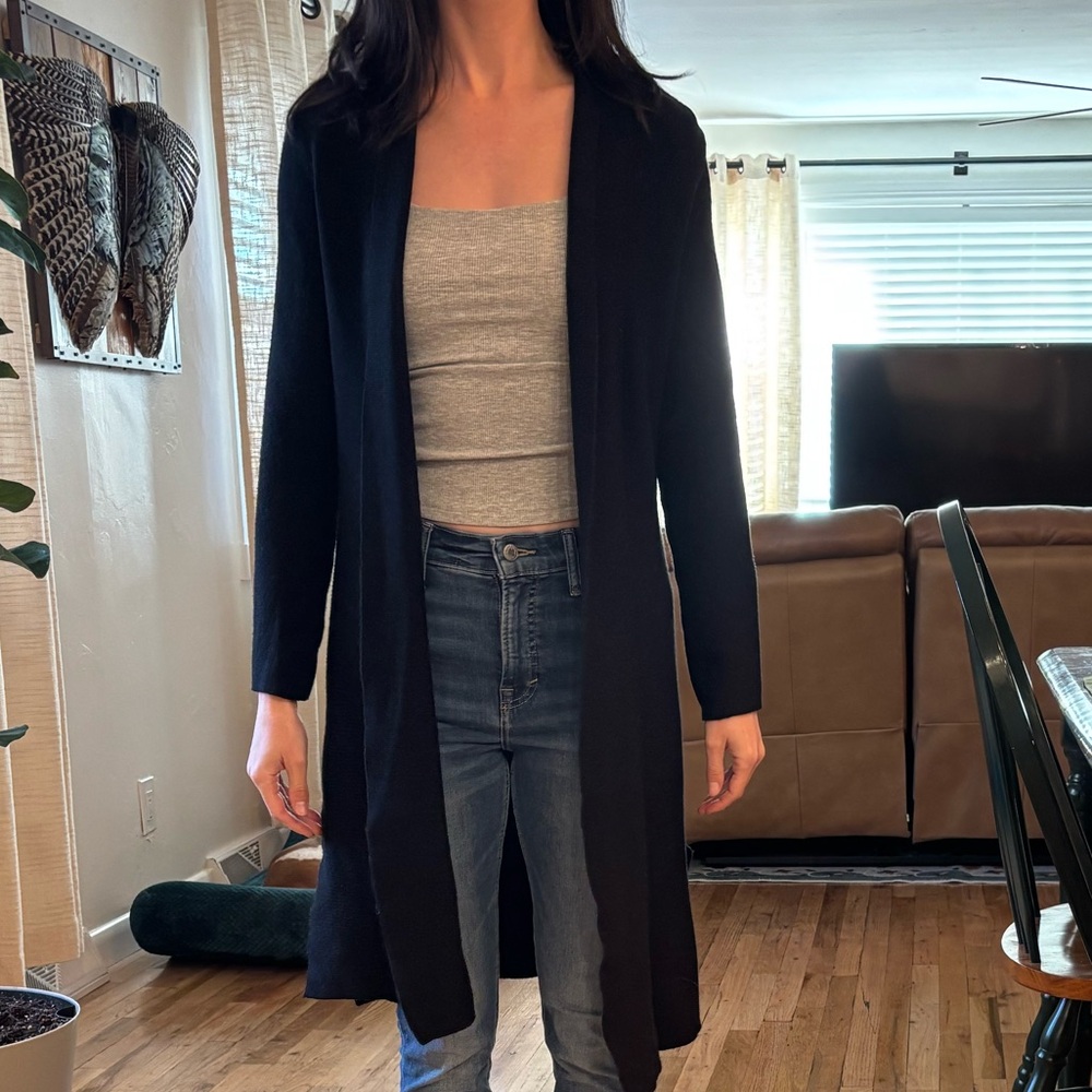 Black Open Front Women's Cardigan